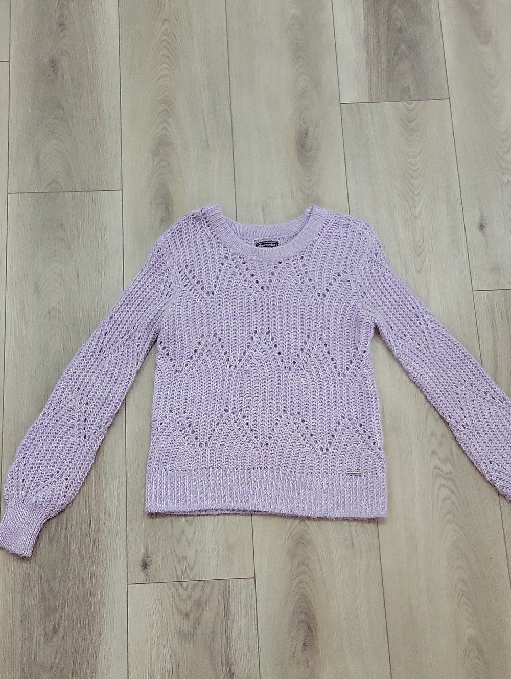 Abercrombie & Fitch Lilac Open-Knit Crewneck Sweater